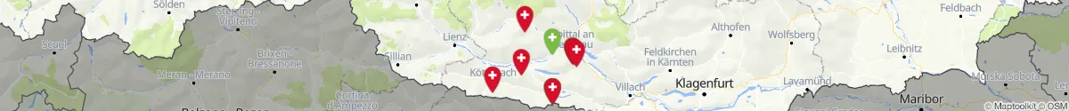 Kartenansicht für Apotheken-Notdienste in der Nähe von Steinfeld (Spittal an der Drau, Kärnten)